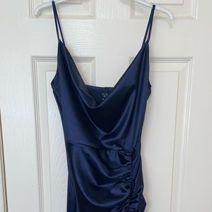Navy Blue Ruch Midi Dress